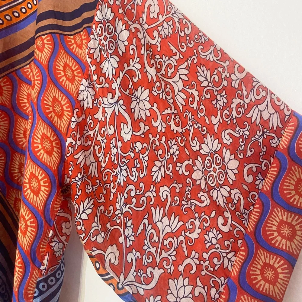 One Hundred Stars Multicolor Bohemian Print Women's Top - Picture 3 of 3